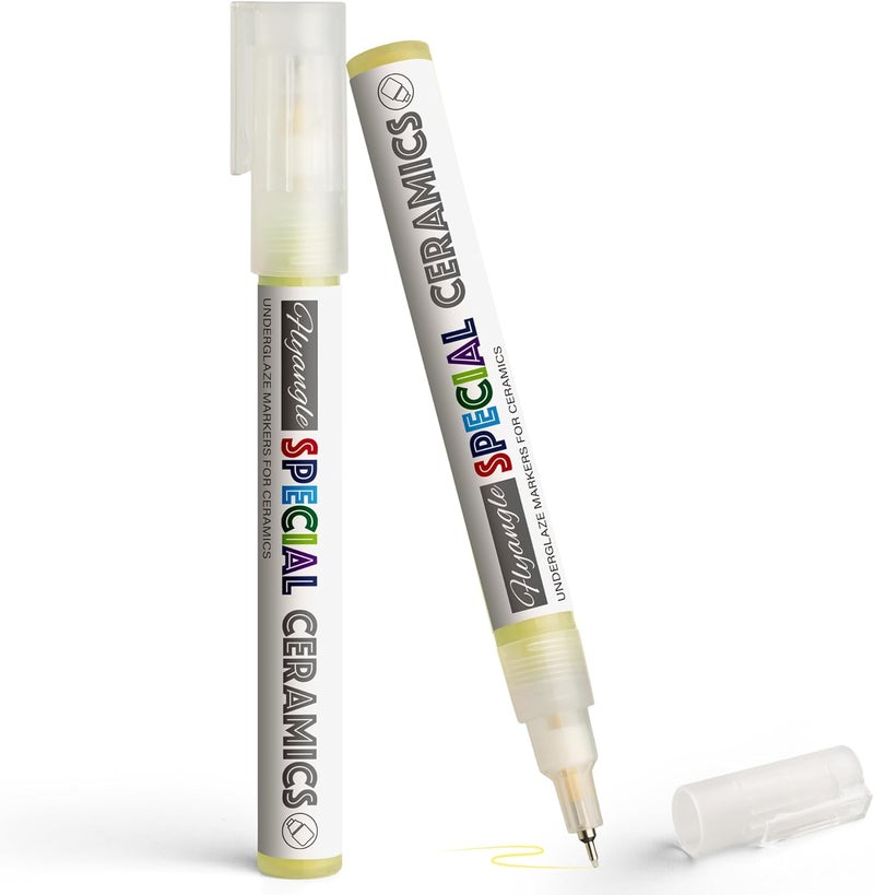 EliteSign Underglaze Pen for Ceramics –Underglaze Markers for Pottery, Art Glaze Pens for Decorating Pottery Bisque, Ultra-fine, Permanent Porcelain Colored Pens, Yellow （Ultra-Fine Tip） - Image 1